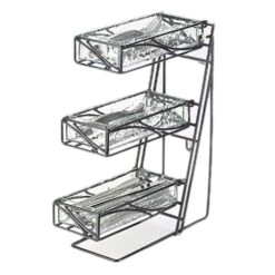 Cal-Mil 1235-13-43 Wire Silverware Holder With 3 Faux Glass Bins