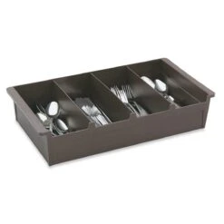 Vollrath® 52652 4-Compartment Brown Plastic Cutlery Bin
