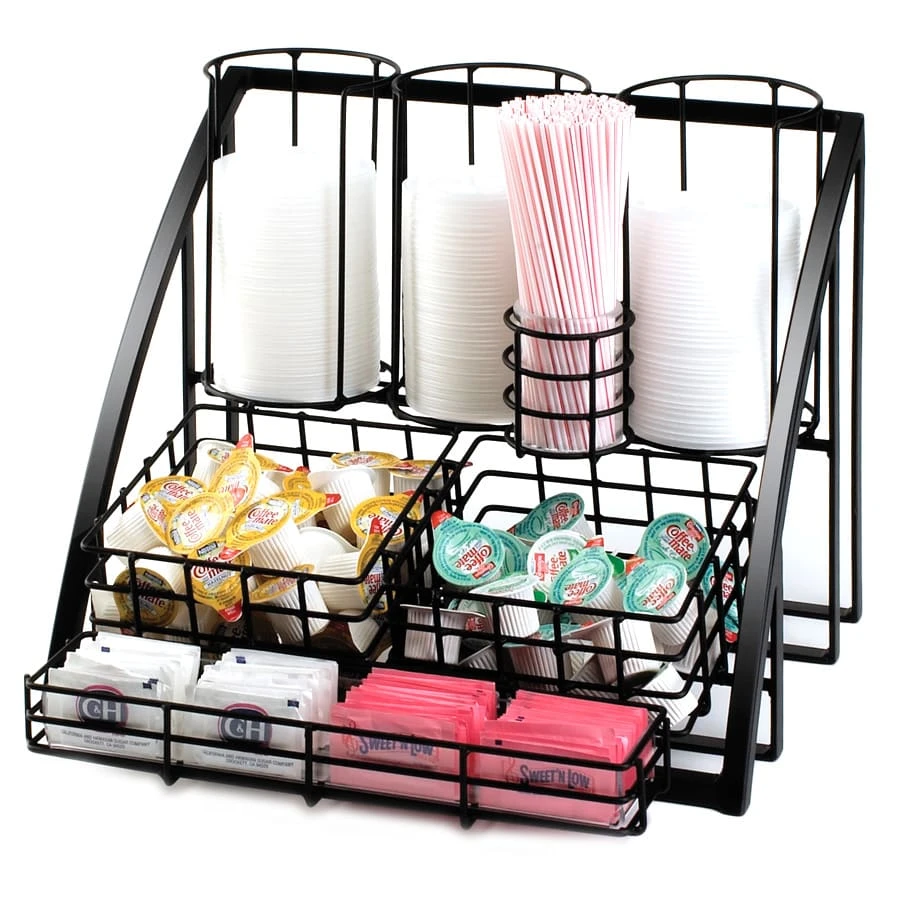 Cal-Mil 1715-13 Mission Black Wire Condiment / Lid Organizer