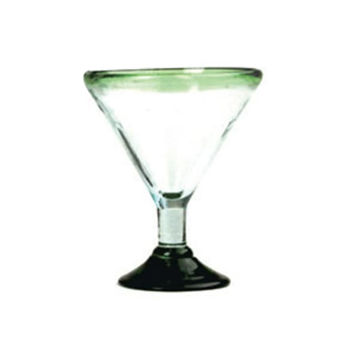 Aztecas Design 33/ML-GG 14 Oz. Green Rim Margarita Glass - 18 / CS