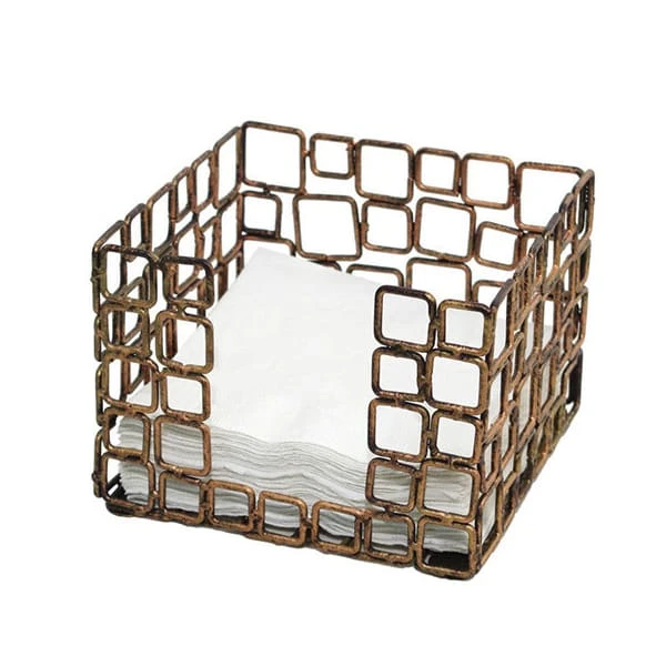 FOH BHO039GOI21 Coppered Wireware Link Napkin Holder - 4 / CS