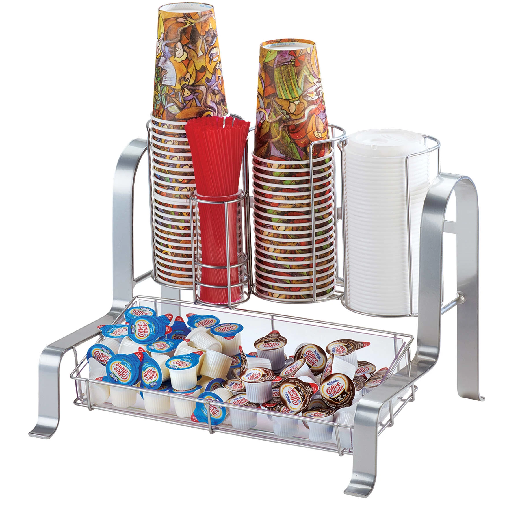 Cal-Mil 1594-74 Silver Soho Condiment And Cup Organizer