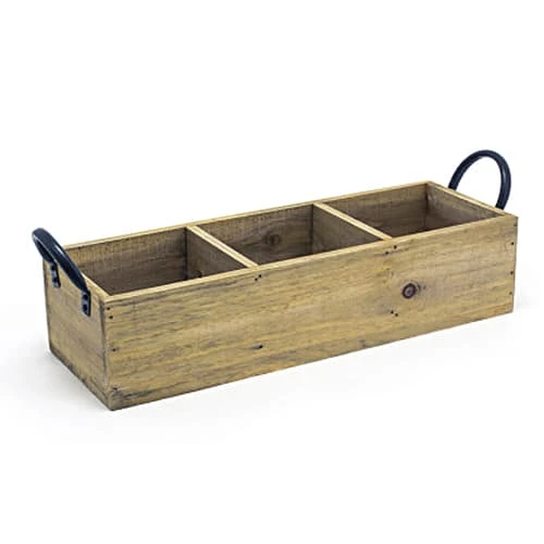 FOH TCS013NAW21 Rustic Wood 3-Compartment Holder - 4 / CS