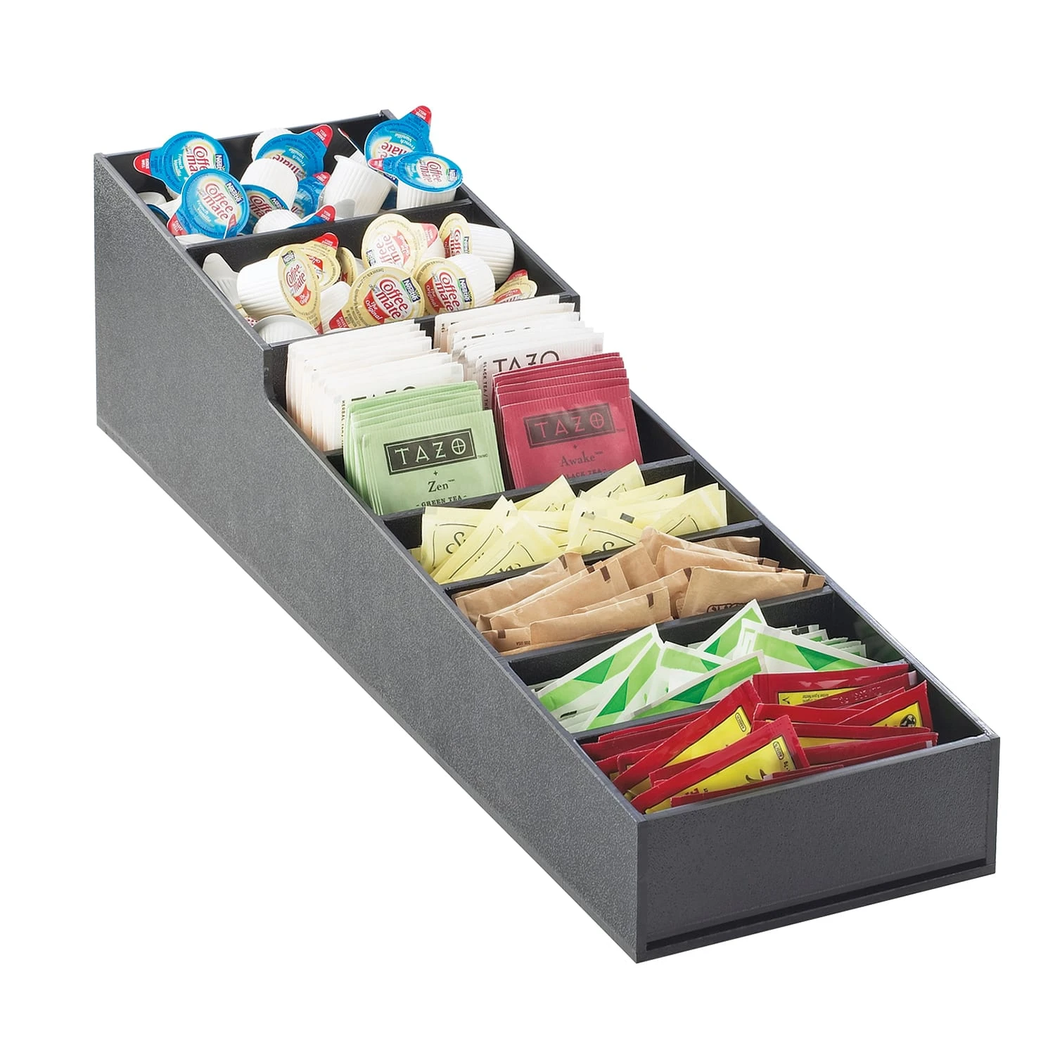 Cal-Mil 2059 Black 8-Bin Slanted Condiment Organizer