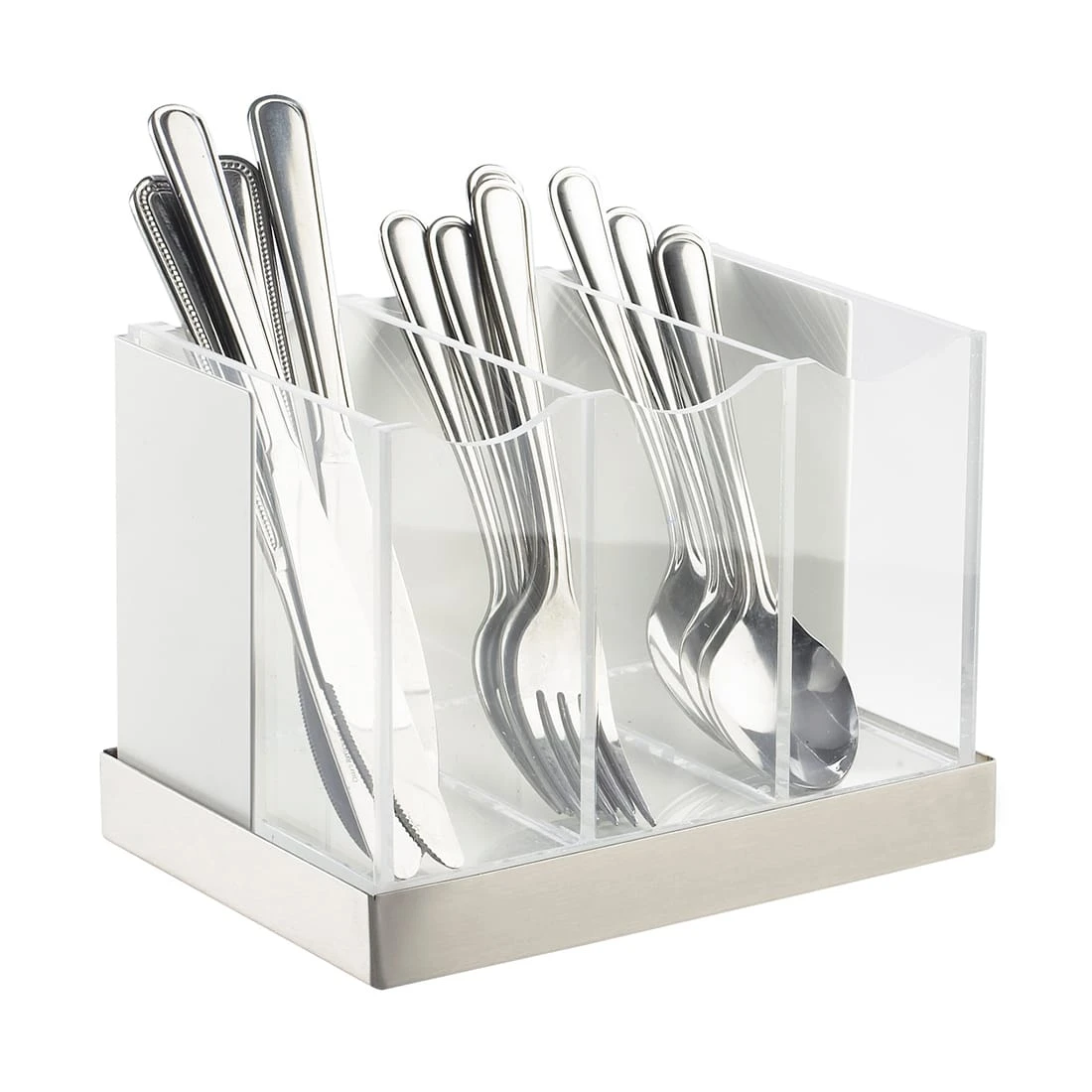 Cal-Mil 3015-55 Luxe White 3-Bin Flatware Holder