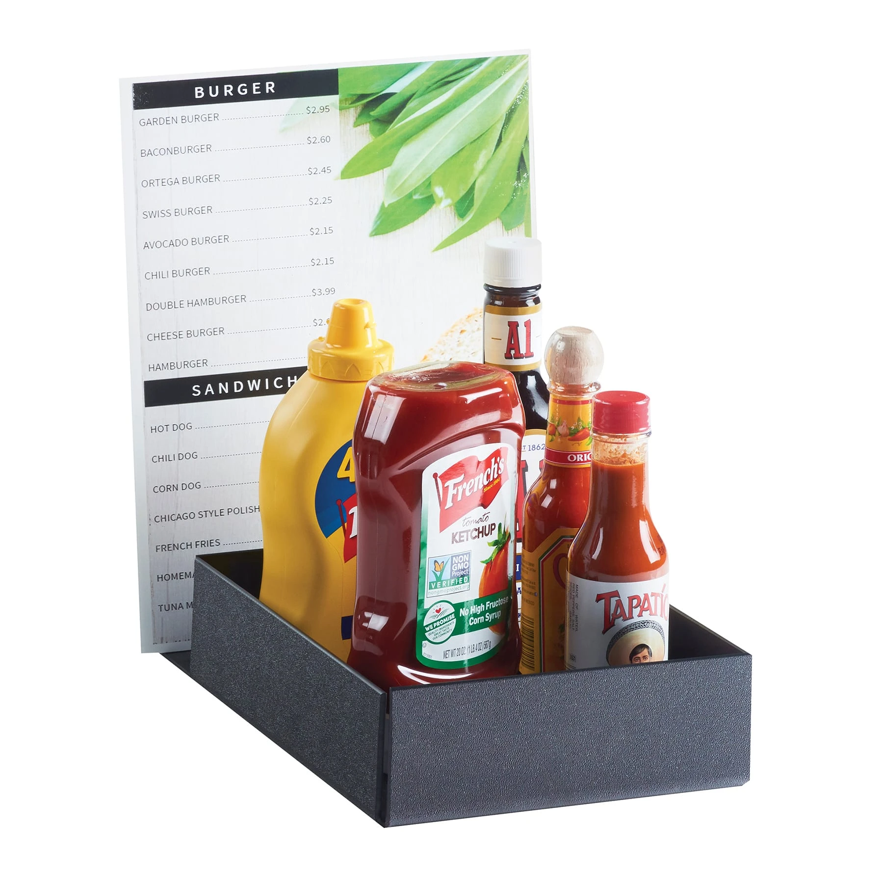 Cal-Mil 3729-13 Black Plastic Menu / Condiment Holder