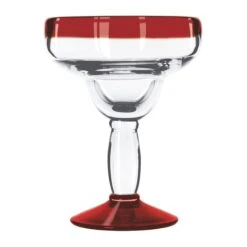 Libbey 92308R Aruba 12 Oz Margarita Glass W/ Red Rim / Foot - 12 / CS