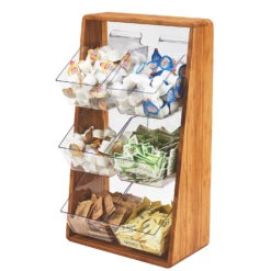Cal-Mil 3569-6-60 Angled Bamboo 6 Bin Condiment Organizer