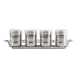 TableCraft 11055 S/S 4 Pc 6 Ounce Shaker Set With Rack