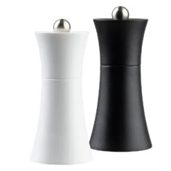 TableCraft 10925 Black/White Acrylic 5" Salt/Pepper Mill Set